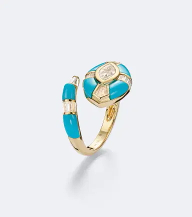 SHAY JEWELRY Riviera 18kt gold pinky ring with diamonds and turquoise | Thumbnail 2 SHAY JEWELRY Riviera 18kt gold pinky ring with diamonds and turquoise | Thumbnail 2