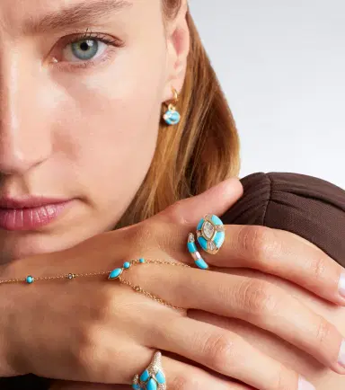SHAY JEWELRY Riviera 18kt gold pinky ring with diamonds and turquoise | Thumbnail 4 SHAY JEWELRY Riviera 18kt gold pinky ring with diamonds and turquoise | Thumbnail 4