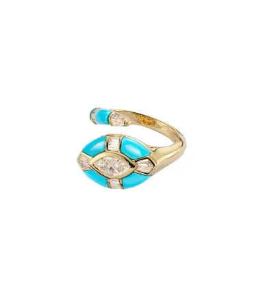 SHAY JEWELRY Riviera 18kt gold pinky ring with diamonds and turquoise | Thumbnail 1 SHAY JEWELRY Riviera 18kt gold pinky ring with diamonds and turquoise | Thumbnail 1
