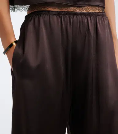 LESET Barb lace-trimmed satin wide-leg pants | Thumbnail 3 LESET Barb lace-trimmed satin wide-leg pants | Thumbnail 3