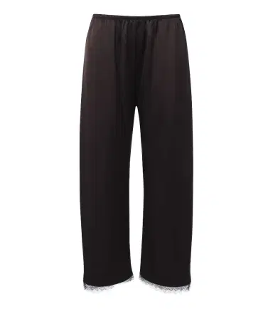 LESET Barb lace-trimmed satin wide-leg pants | Thumbnail 1 LESET Barb lace-trimmed satin wide-leg pants | Thumbnail 1