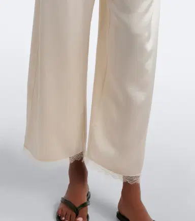 LESET Barb lace-trimmed satin wide-leg pants | Thumbnail 2 LESET Barb lace-trimmed satin wide-leg pants | Thumbnail 2
