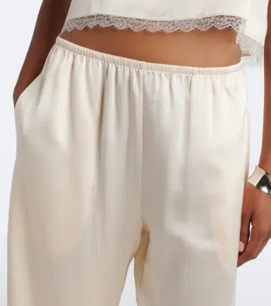 LESET Barb lace-trimmed satin wide-leg pants | Thumbnail 4 LESET Barb lace-trimmed satin wide-leg pants | Thumbnail 4