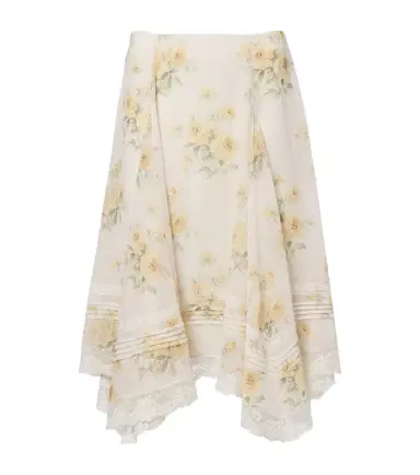 Xu Zhi Floral asymmetric lace-trimmed midi skirt | Thumbnail 1 Xu Zhi Floral asymmetric lace-trimmed midi skirt | Thumbnail 1
