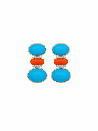 Wish Fine Jewelry 17.90ct Turquoise Coral 18K Gold Drop Earrings | Thumbnail 1 Wish Fine Jewelry 17.90ct Turquoise Coral 18K Gold Drop Earrings | Thumbnail 1