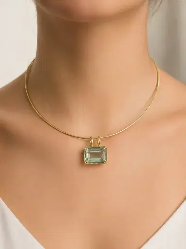 Wish Fine Jewelry 22.63ct Green Amethyst 18K Gold Medium Statement Pendant | Thumbnail 2 Wish Fine Jewelry 22.63ct Green Amethyst 18K Gold Medium Statement Pendant | Thumbnail 2
