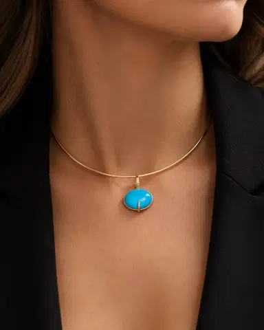 Wish Fine Jewelry 5.20ct Turquoise Diamond 18K Gold Small Pendant | Thumbnail 3 Wish Fine Jewelry 5.20ct Turquoise Diamond 18K Gold Small Pendant | Thumbnail 3