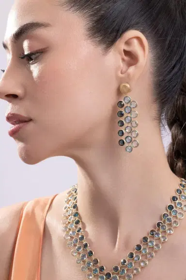 MARCO BICEGO Blue Topaz Three Line Jaipur Drop Earrings | Thumbnail 4 MARCO BICEGO Blue Topaz Three Line Jaipur Drop Earrings | Thumbnail 4