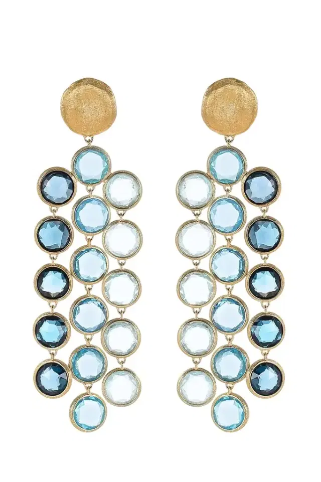Blue Topaz Three Line Jaipur Drop Earrings Blue Topaz Three Line Jaipur Drop Earrings
