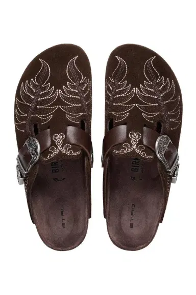 BIRKENSTOCK X ETRO Boston Suede Embroidery Clog - Chocolate | Thumbnail 2 BIRKENSTOCK X ETRO Boston Suede Embroidery Clog - Chocolate | Thumbnail 2