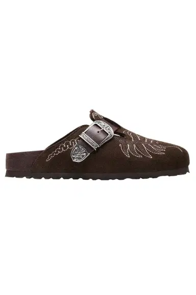 BIRKENSTOCK X ETRO Boston Suede Embroidery Clog - Chocolate | Thumbnail 1 BIRKENSTOCK X ETRO Boston Suede Embroidery Clog - Chocolate | Thumbnail 1