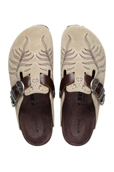 BIRKENSTOCK X ETRO Boston Suede Embroidery Clog - Taupe | Thumbnail 2 BIRKENSTOCK X ETRO Boston Suede Embroidery Clog - Taupe | Thumbnail 2