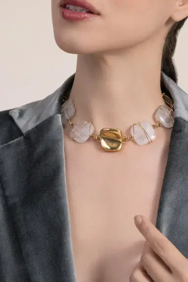 Gas Bijoux Carnelian Amazonite Small Rainbow Square Necklace | Thumbnail 2 Gas Bijoux Carnelian Amazonite Small Rainbow Square Necklace | Thumbnail 2