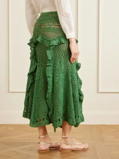 Ulla Johnson Floretta Ruffled Crocheted Cotton Midi Skirt | Thumbnail 3 Ulla Johnson Floretta Ruffled Crocheted Cotton Midi Skirt | Thumbnail 3