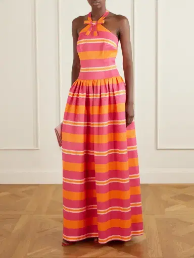 Emilia Wickstead Striped Bow-detailed Striped Taffeta Halterneck Gown | Thumbnail 2 Emilia Wickstead Striped Bow-detailed Striped Taffeta Halterneck Gown | Thumbnail 2