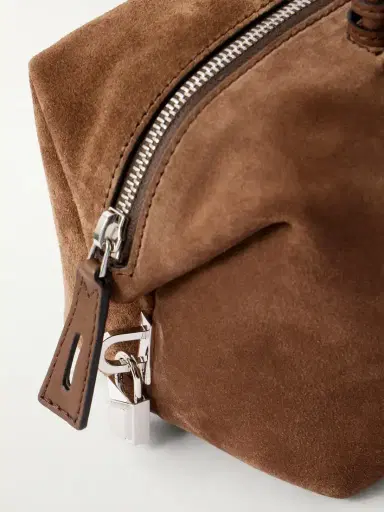 Max Mara Logo-debossed Leather-trimmed Suede Shoulder Bag | Thumbnail 5 Max Mara Logo-debossed Leather-trimmed Suede Shoulder Bag | Thumbnail 5