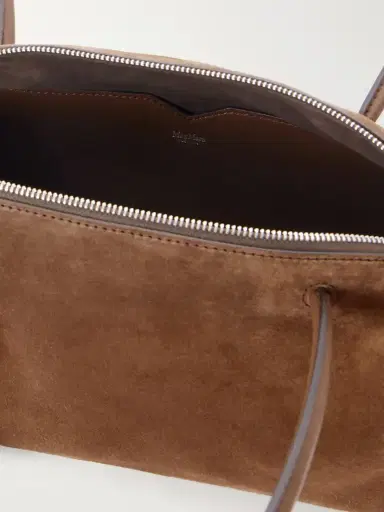 Max Mara Logo-debossed Leather-trimmed Suede Shoulder Bag | Thumbnail 6 Max Mara Logo-debossed Leather-trimmed Suede Shoulder Bag | Thumbnail 6