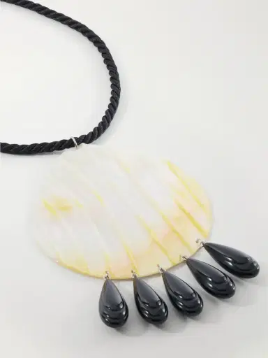 Julietta Iris Rhodium-plated, Shell, Resin And Cord Necklace | Thumbnail 4 Julietta Iris Rhodium-plated, Shell, Resin And Cord Necklace | Thumbnail 4