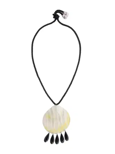 Julietta Iris Rhodium-plated, Shell, Resin And Cord Necklace | Thumbnail 1 Julietta Iris Rhodium-plated, Shell, Resin And Cord Necklace | Thumbnail 1