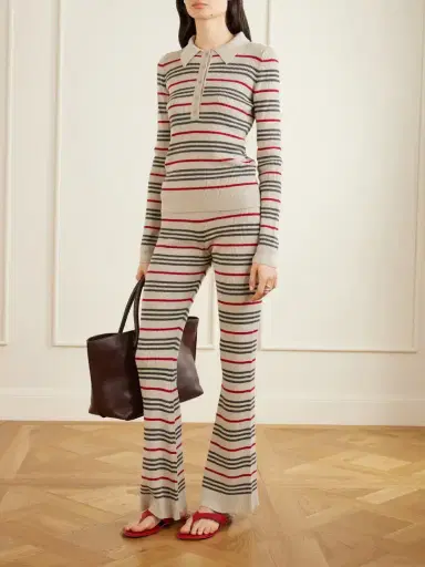The Elder Statesman Libeccio Striped Wool, Silk And Linen-blend Flared Pants | Thumbnail 2 The Elder Statesman Libeccio Striped Wool, Silk And Linen-blend Flared Pants | Thumbnail 2
