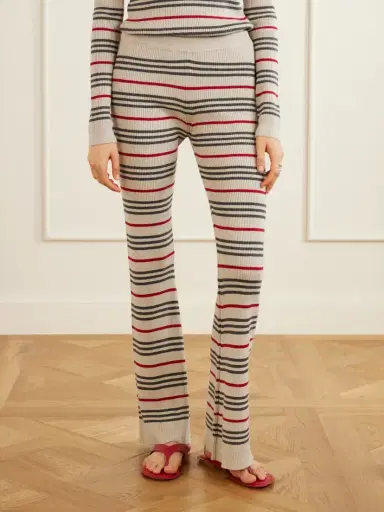 The Elder Statesman Libeccio Striped Wool, Silk And Linen-blend Flared Pants | Thumbnail 3 The Elder Statesman Libeccio Striped Wool, Silk And Linen-blend Flared Pants | Thumbnail 3