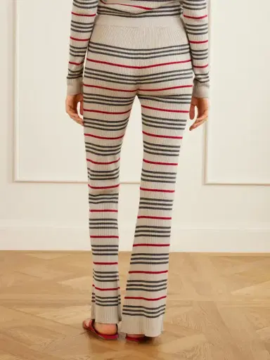 The Elder Statesman Libeccio Striped Wool, Silk And Linen-blend Flared Pants | Thumbnail 4 The Elder Statesman Libeccio Striped Wool, Silk And Linen-blend Flared Pants | Thumbnail 4