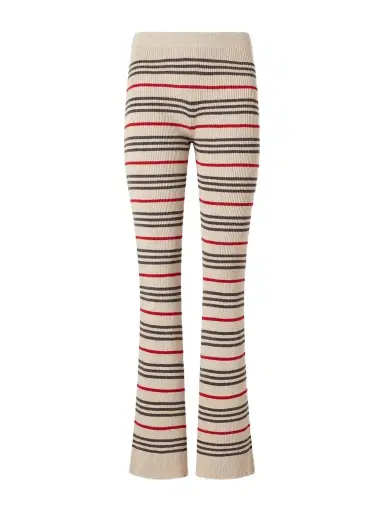 The Elder Statesman Libeccio Striped Wool, Silk And Linen-blend Flared Pants | Thumbnail 1 The Elder Statesman Libeccio Striped Wool, Silk And Linen-blend Flared Pants | Thumbnail 1