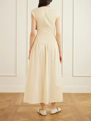 Faithfull Carmen Shirred Cotton Midi Dress | Thumbnail 3 Faithfull Carmen Shirred Cotton Midi Dress | Thumbnail 3