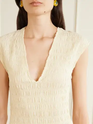 Faithfull Carmen Shirred Cotton Midi Dress | Thumbnail 4 Faithfull Carmen Shirred Cotton Midi Dress | Thumbnail 4