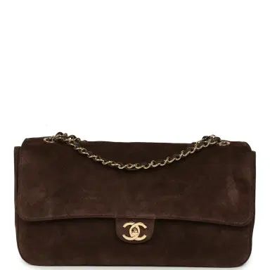 Chanel Chanel Maxi "Souplissimo" Small Flap Bag Dark Brown Suede Gold Hardware | Thumbnail 1 Chanel Chanel Maxi "Souplissimo" Small Flap Bag Dark Brown Suede Gold Hardware | Thumbnail 1