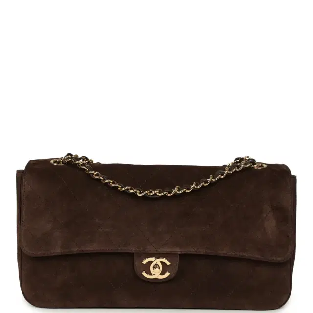 Chanel Maxi "Souplissimo" Small Flap Bag Dark Brown Suede Gold Hardware Chanel Maxi "Souplissimo" Small Flap Bag Dark Brown Suede Gold Hardware