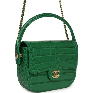 Chanel Chanel Mini Top Handle "Turn Around" Flap Bag Green Croc Embossed Calfskin Gold Hardware | Thumbnail 2 Chanel Chanel Mini Top Handle "Turn Around" Flap Bag Green Croc Embossed Calfskin Gold Hardware | Thumbnail 2