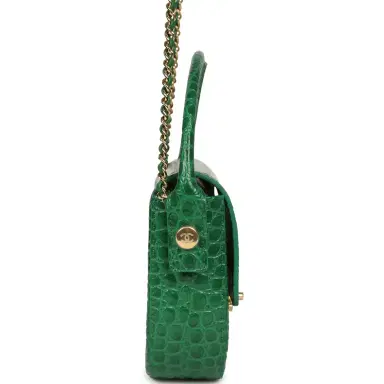 Chanel Chanel Mini Top Handle "Turn Around" Flap Bag Green Croc Embossed Calfskin Gold Hardware | Thumbnail 3 Chanel Chanel Mini Top Handle "Turn Around" Flap Bag Green Croc Embossed Calfskin Gold Hardware | Thumbnail 3