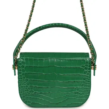Chanel Chanel Mini Top Handle "Turn Around" Flap Bag Green Croc Embossed Calfskin Gold Hardware | Thumbnail 4 Chanel Chanel Mini Top Handle "Turn Around" Flap Bag Green Croc Embossed Calfskin Gold Hardware | Thumbnail 4