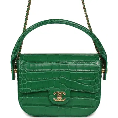 Chanel Chanel Mini Top Handle "Turn Around" Flap Bag Green Croc Embossed Calfskin Gold Hardware | Thumbnail 1 Chanel Chanel Mini Top Handle "Turn Around" Flap Bag Green Croc Embossed Calfskin Gold Hardware | Thumbnail 1