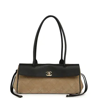 Chanel Chanel Small "Urban Essential" East West Shopping Tote Black Grained Calfskin and Beige Suede Gold Hardware | Thumbnail 1 Chanel Chanel Small "Urban Essential" East West Shopping Tote Black Grained Calfskin and Beige Suede Gold Hardware | Thumbnail 1