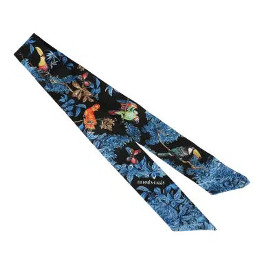 HERMÈS Hermes "Equateur" Black, Bleu Multi Silk Twilly Pair | Thumbnail 2 HERMÈS Hermes "Equateur" Black, Bleu Multi Silk Twilly Pair | Thumbnail 2