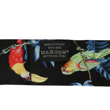 HERMÈS Hermes "Equateur" Black, Bleu Multi Silk Twilly Pair | Thumbnail 5 HERMÈS Hermes "Equateur" Black, Bleu Multi Silk Twilly Pair | Thumbnail 5