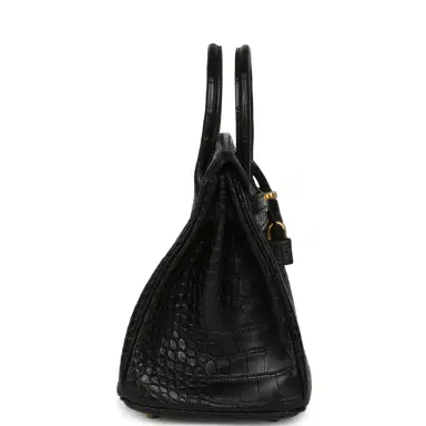 HERMÈS Hermes Birkin 25 Black Matte Alligator Gold Hardware | Thumbnail 3 HERMÈS Hermes Birkin 25 Black Matte Alligator Gold Hardware | Thumbnail 3