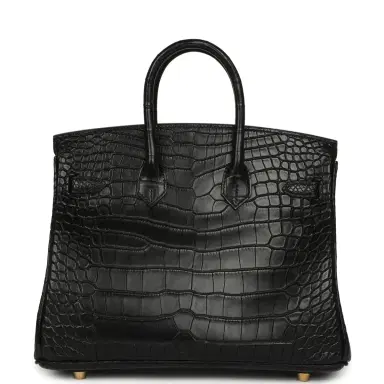 HERMÈS Hermes Birkin 25 Black Matte Alligator Gold Hardware | Thumbnail 4 HERMÈS Hermes Birkin 25 Black Matte Alligator Gold Hardware | Thumbnail 4