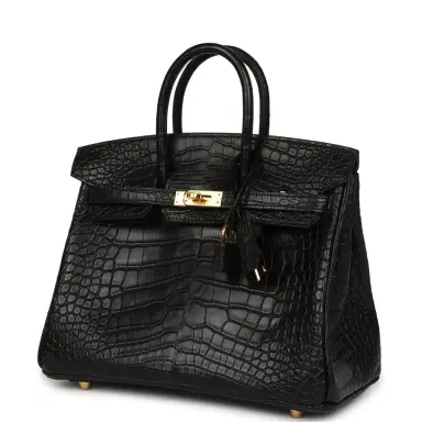 HERMÈS Hermes Birkin 25 Black Matte Alligator Gold Hardware | Thumbnail 5 HERMÈS Hermes Birkin 25 Black Matte Alligator Gold Hardware | Thumbnail 5