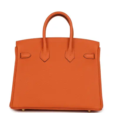 HERMÈS Hermes Birkin 25 Orange Togo Gold Hardware | Thumbnail 4 HERMÈS Hermes Birkin 25 Orange Togo Gold Hardware | Thumbnail 4