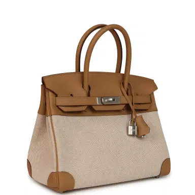 HERMÈS Hermes Birkin 30 Ecru and Beige Toile H Canvas, Biscuit Swift Palladium Hardware | Thumbnail 2 HERMÈS Hermes Birkin 30 Ecru and Beige Toile H Canvas, Biscuit Swift Palladium Hardware | Thumbnail 2
