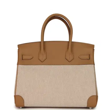 HERMÈS Hermes Birkin 30 Ecru and Beige Toile H Canvas, Biscuit Swift Palladium Hardware | Thumbnail 4 HERMÈS Hermes Birkin 30 Ecru and Beige Toile H Canvas, Biscuit Swift Palladium Hardware | Thumbnail 4
