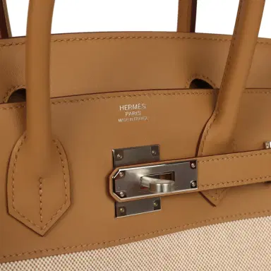 HERMÈS Hermes Birkin 30 Ecru and Beige Toile H Canvas, Biscuit Swift Palladium Hardware | Thumbnail 7 HERMÈS Hermes Birkin 30 Ecru and Beige Toile H Canvas, Biscuit Swift Palladium Hardware | Thumbnail 7