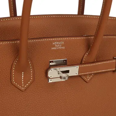 HERMÈS Hermes Birkin 35 Gold Togo Palladium Hardware | Thumbnail 7 HERMÈS Hermes Birkin 35 Gold Togo Palladium Hardware | Thumbnail 7
