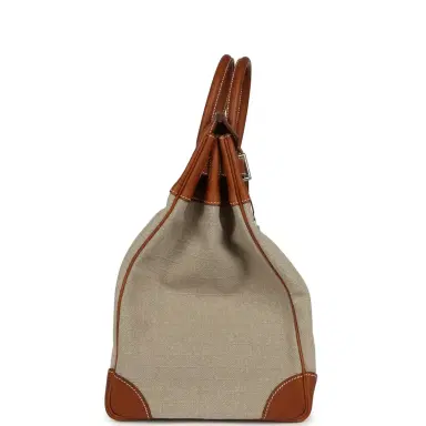 HERMÈS Hermes Birkin HAC 40 Fauve Barenia Faubourg and Ficelle Toile Palladium Hardware | Thumbnail 3 HERMÈS Hermes Birkin HAC 40 Fauve Barenia Faubourg and Ficelle Toile Palladium Hardware | Thumbnail 3