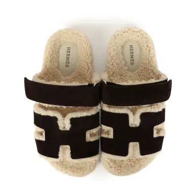 HERMÈS Hermes Chypre Techno Sandals Marron Ebene Suede and Ecru Shearling Palladium Hardware EU 37 | Thumbnail 7 HERMÈS Hermes Chypre Techno Sandals Marron Ebene Suede and Ecru Shearling Palladium Hardware EU 37 | Thumbnail 7
