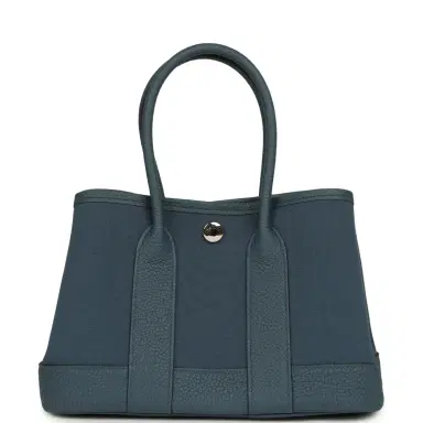 HERMÈS Hermes Garden Party Neo 23 Bleu Tempete Toile Officier and Negonda Palladium Hardware | Thumbnail 4 HERMÈS Hermes Garden Party Neo 23 Bleu Tempete Toile Officier and Negonda Palladium Hardware | Thumbnail 4