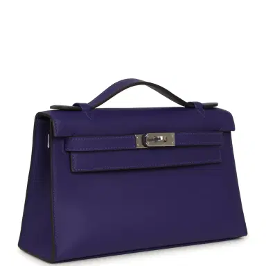 HERMÈS Hermes Kelly Pochette Purple Swift Palladium Hardware | Thumbnail 2 HERMÈS Hermes Kelly Pochette Purple Swift Palladium Hardware | Thumbnail 2